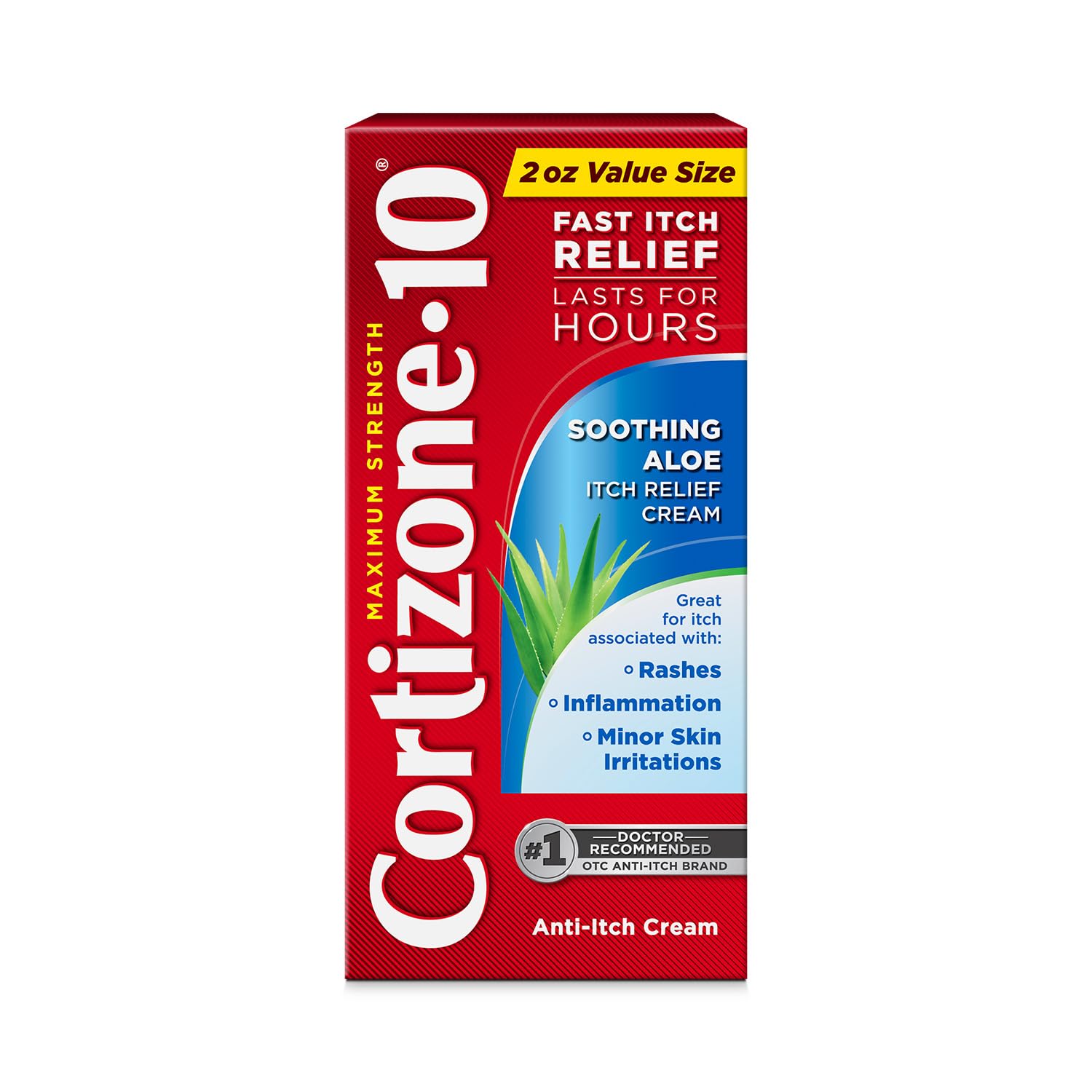 Cortizone 10 front tube showing compact size and brand relief