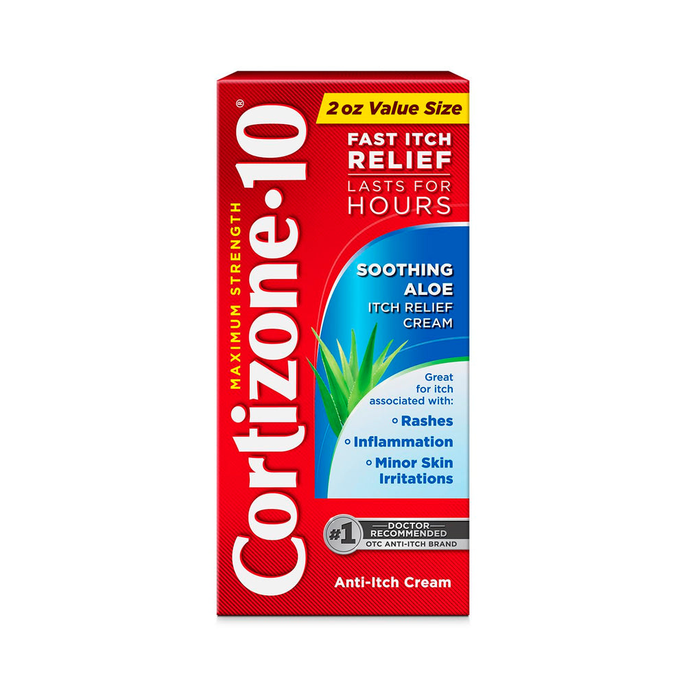 Cortizone 10 front tube showing compact size and brand relief