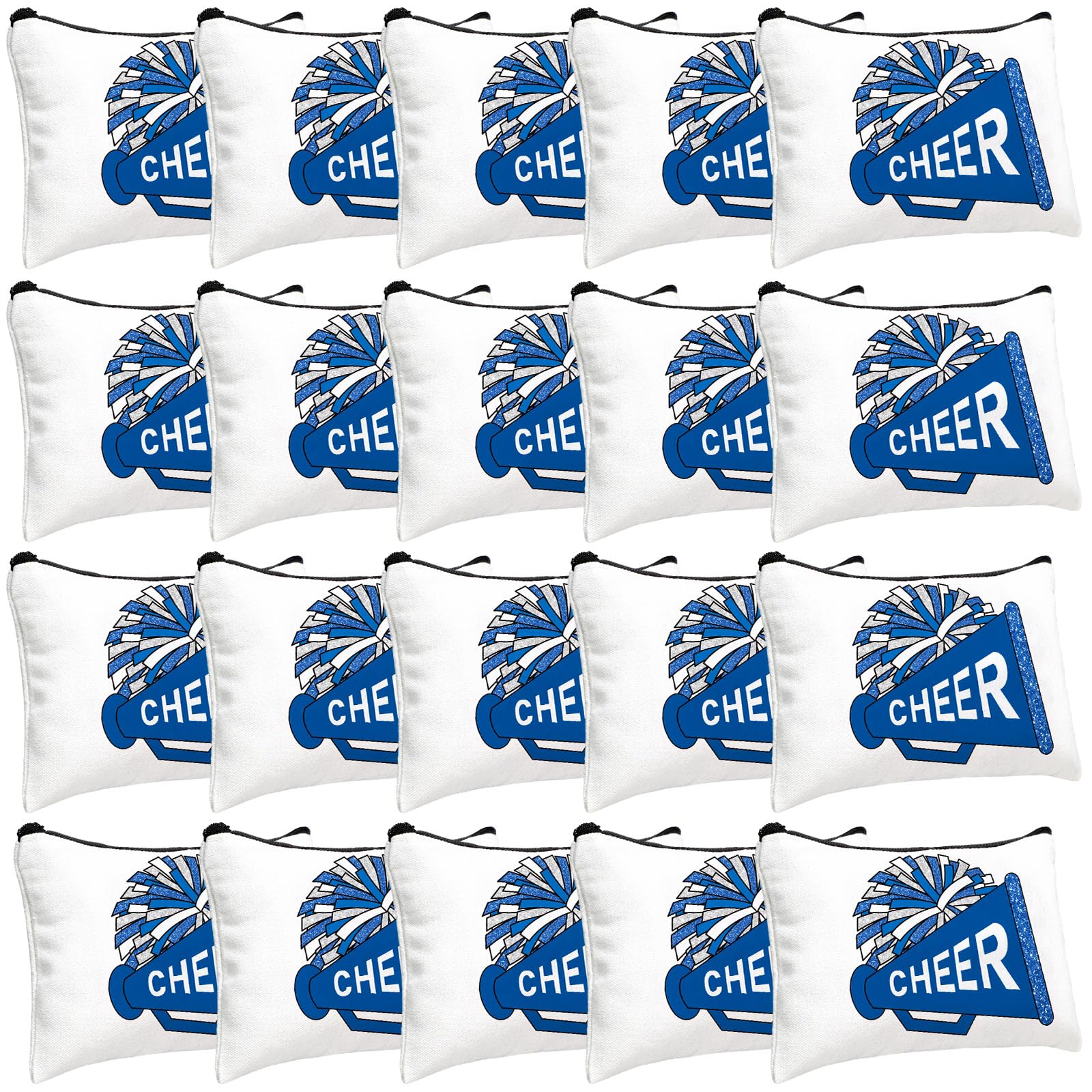 Cosblank cheer makeup bag blue 20-pcs bulk for team gifts and on-the-go storage.