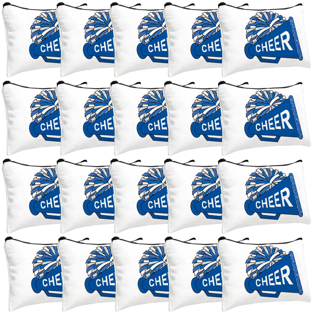 Cosblank cheer makeup bag blue 20-pcs bulk for team gifts and on-the-go storage.