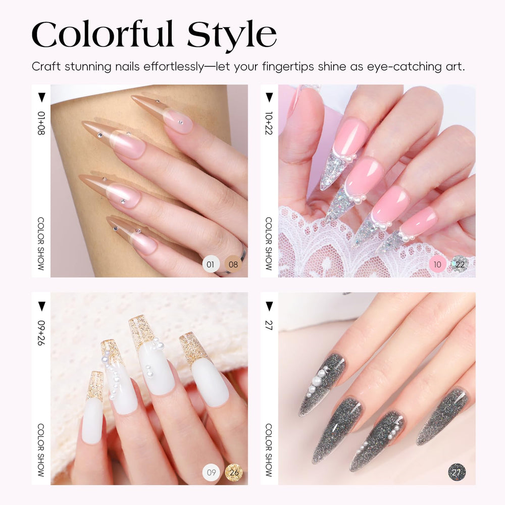 COSCELIA 15-color poly extension gel jars for longer, natural-looking nails