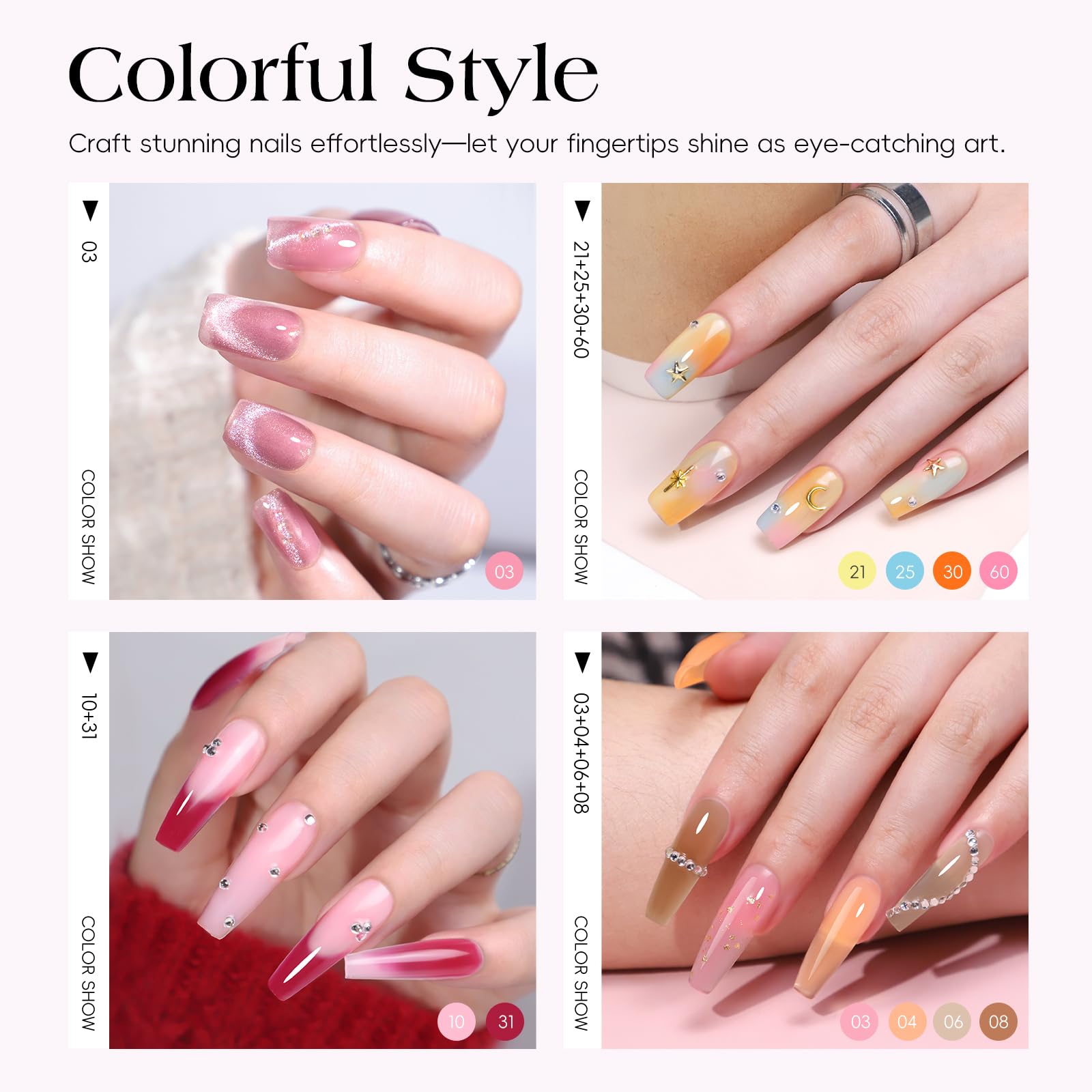 COSCELIA 25-colors gel nail polish collection vibrant shades for versatile designs