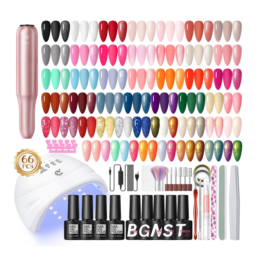 COSCELIA gel nail kit with UV light and drill for at-home manicures