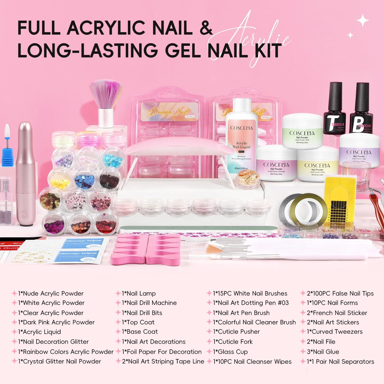 COSCELIA base and top coats provide long-lasting shine and a smooth finish.