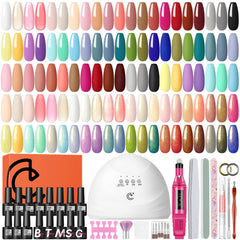 COSCELIA gel nail polish kit with UV lamp and drill for at-home professional manicures.