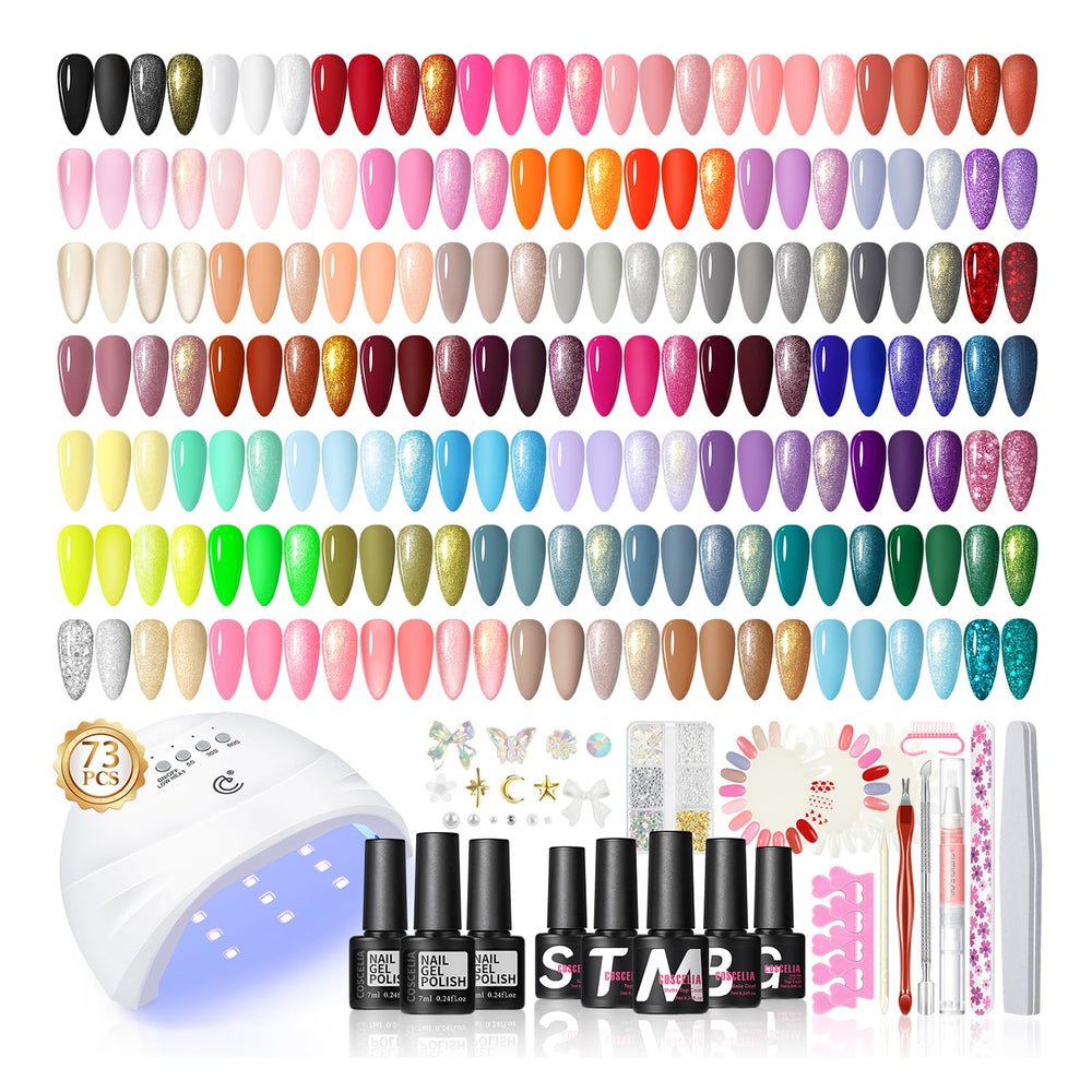 COSCELIA gel nail polish kit with UV light for at-home salon-quality nails.