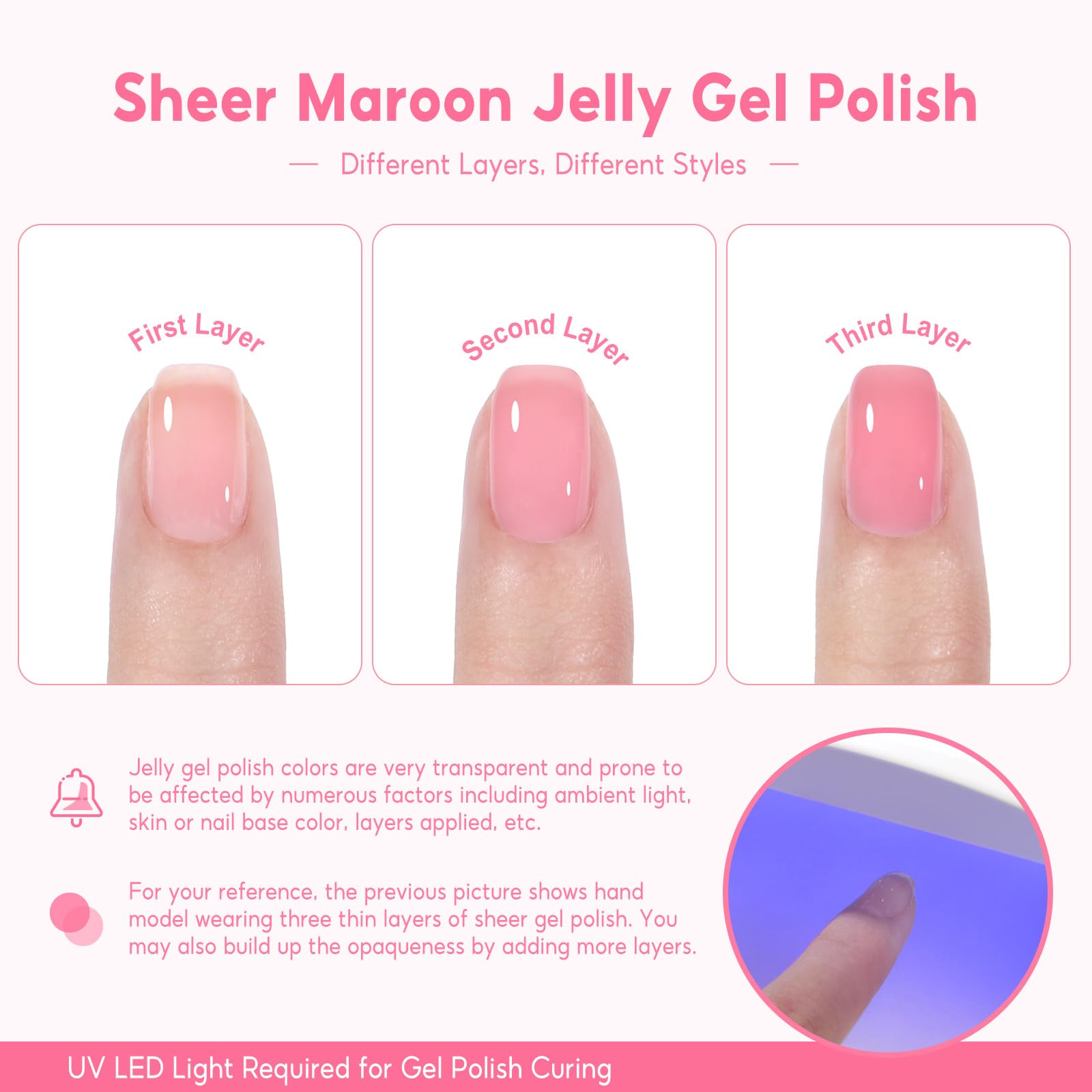 COSCELIA Hand displaying nail art using multiple jelly colors for expressive looks.