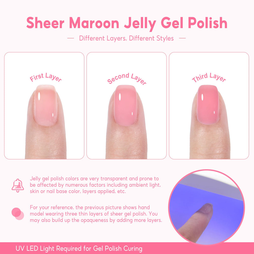 COSCELIA Hand displaying nail art using multiple jelly colors for expressive looks.