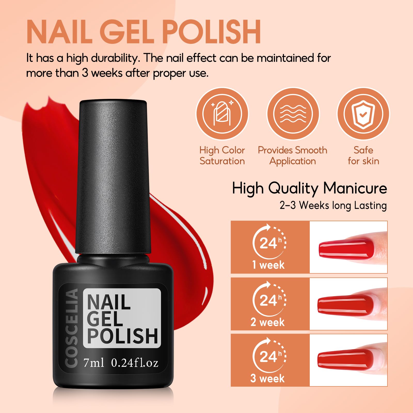 COSCELIA top and base coat set provides lasting adhesion