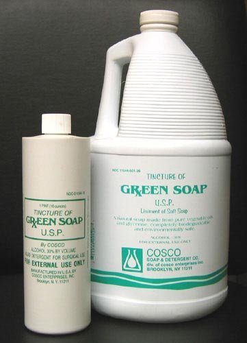 Cosco green soap with stencil application scene highlighting clean, precise results.