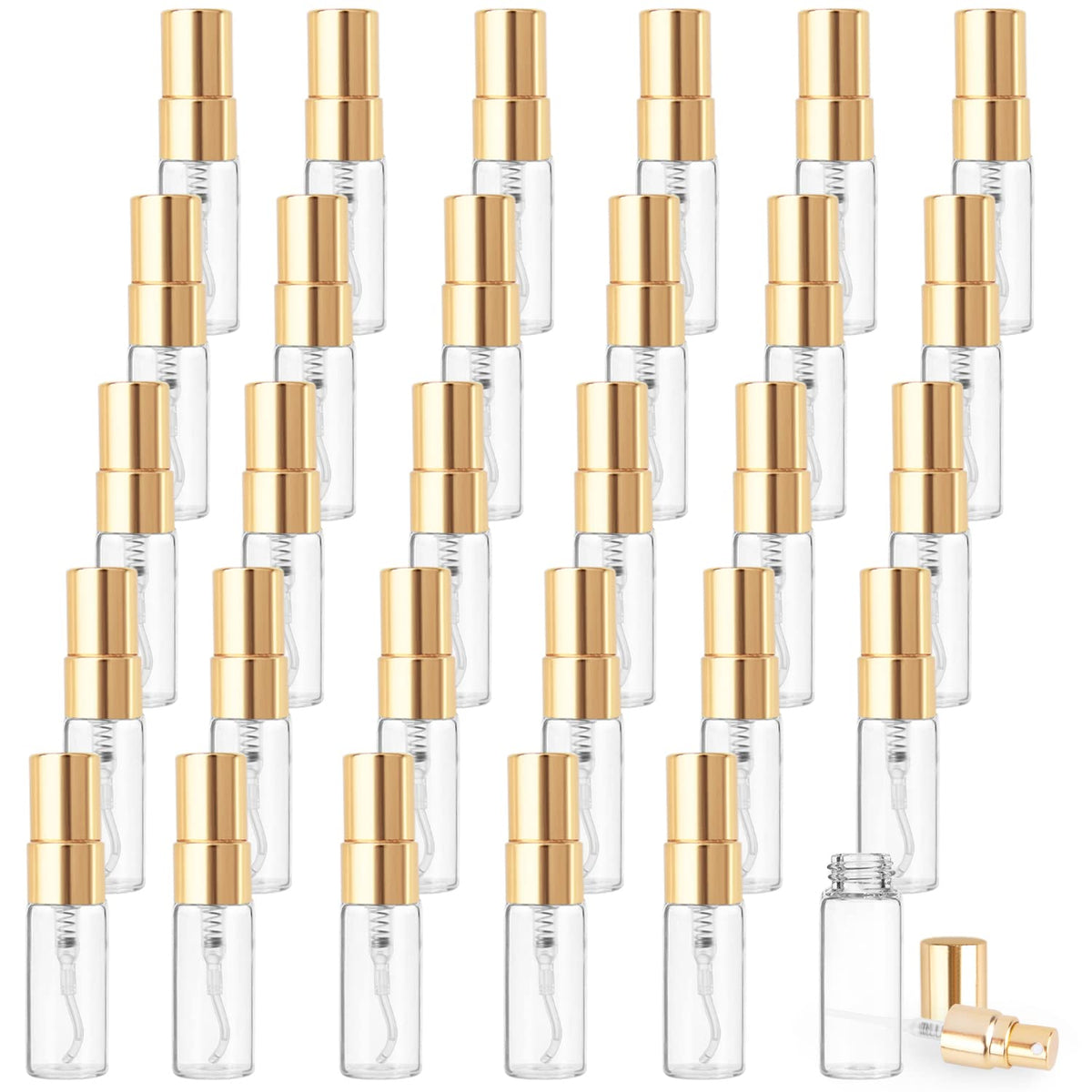 Cositina 3ml glass spray bottle with gold lid for travel perfume samples.