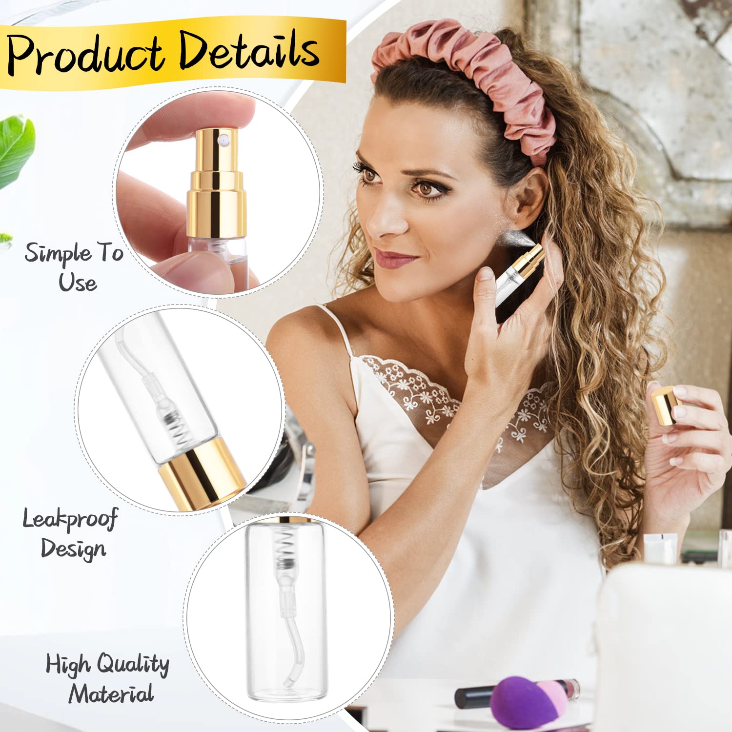 Cositina leak-proof cap gold lid bottle supports safe handbag use.