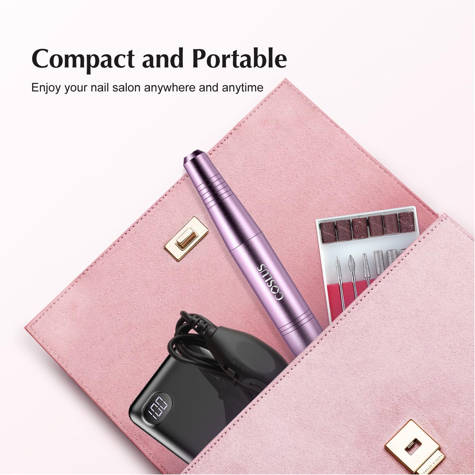 COSLUS beginner-friendly image shows simple setup for easy at-home manicures.