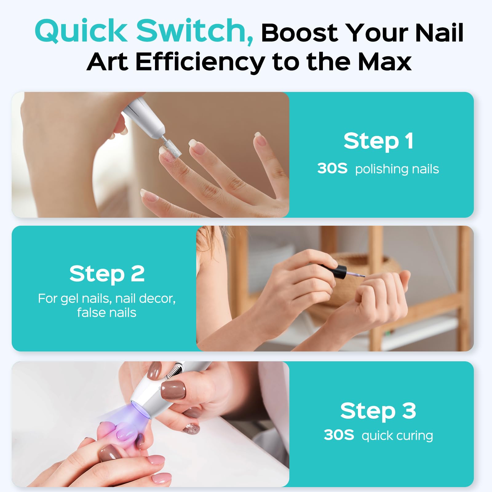 COSLUS cordless nail drill with long-lasting battery for portable nail care
