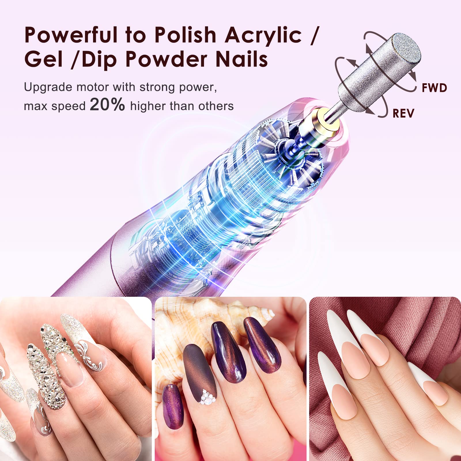 COSLUS cordless nail drill sanding bands show broad compatibility for shaping and smoothing nails