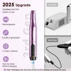 COSLUS cordless nail drill side grip demonstrates ergonomic handling for comfortable sessions