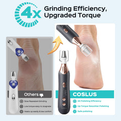 COSLUS cordless nail file in use, showcasing portability
