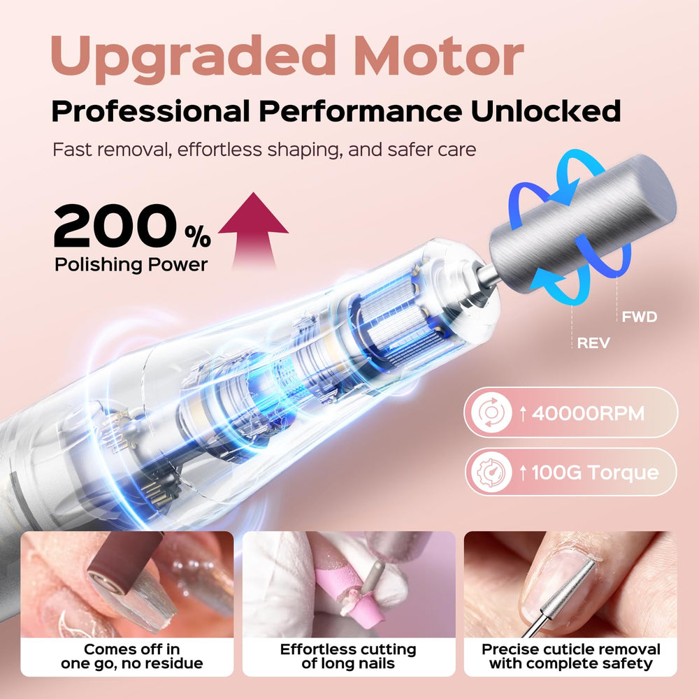 COSLUS electric nail drill compact design fits small spaces for easy storage.