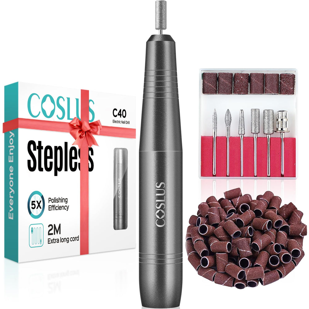 COSLUS electric nail drill front view for precise filing and ergonomic grip