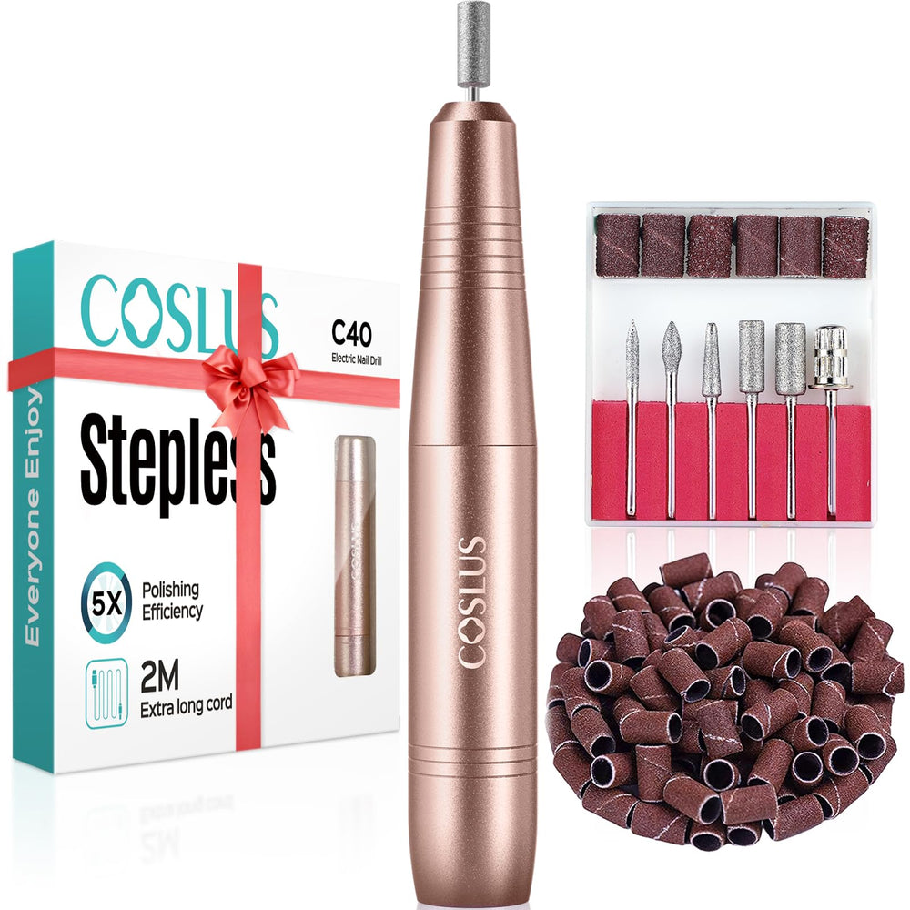 COSLUS electric nail drill front view shows a compact design for at-home manicures.