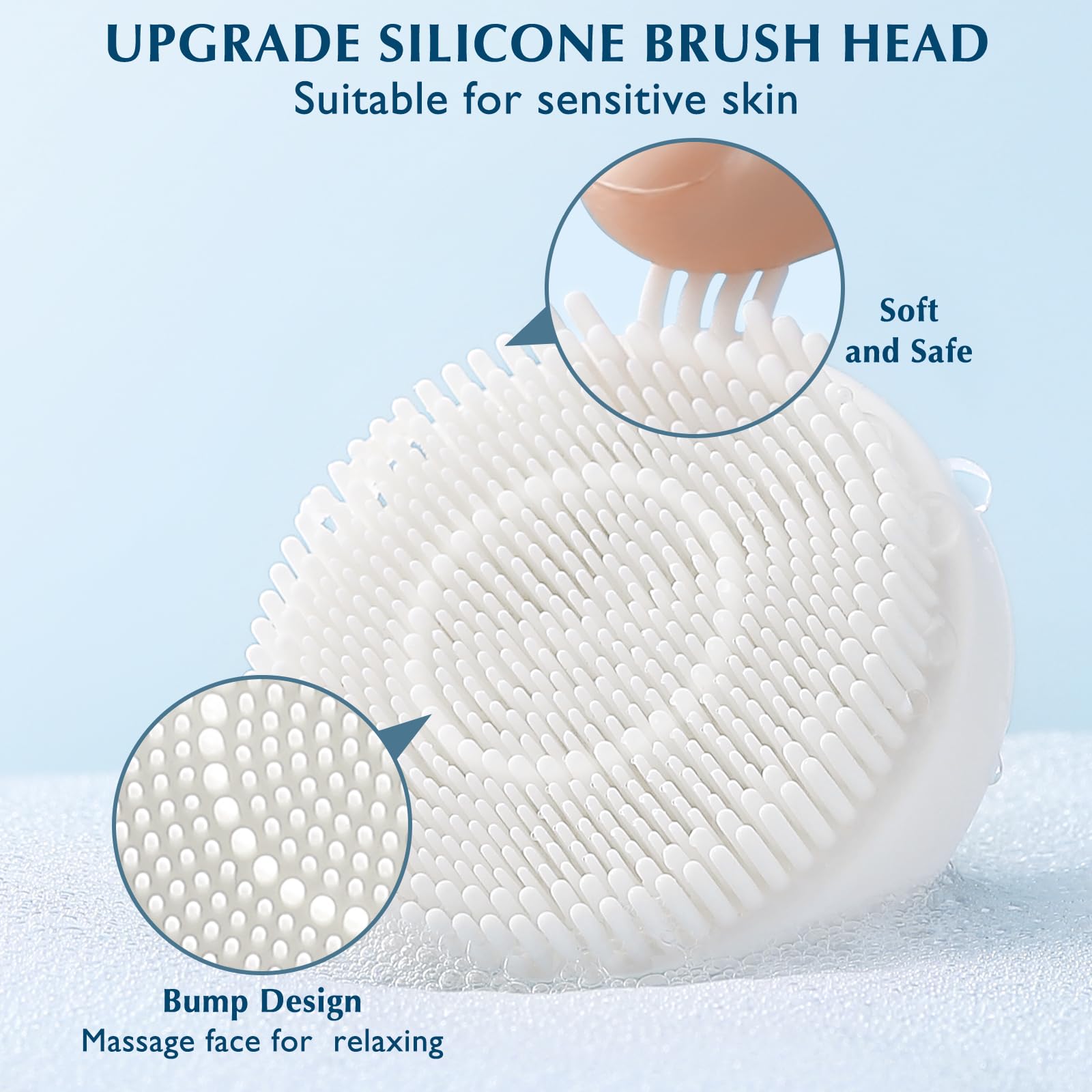 COSLUS exfoliating brush image showcases deeper cleansing and dead-skin removal capabilities
