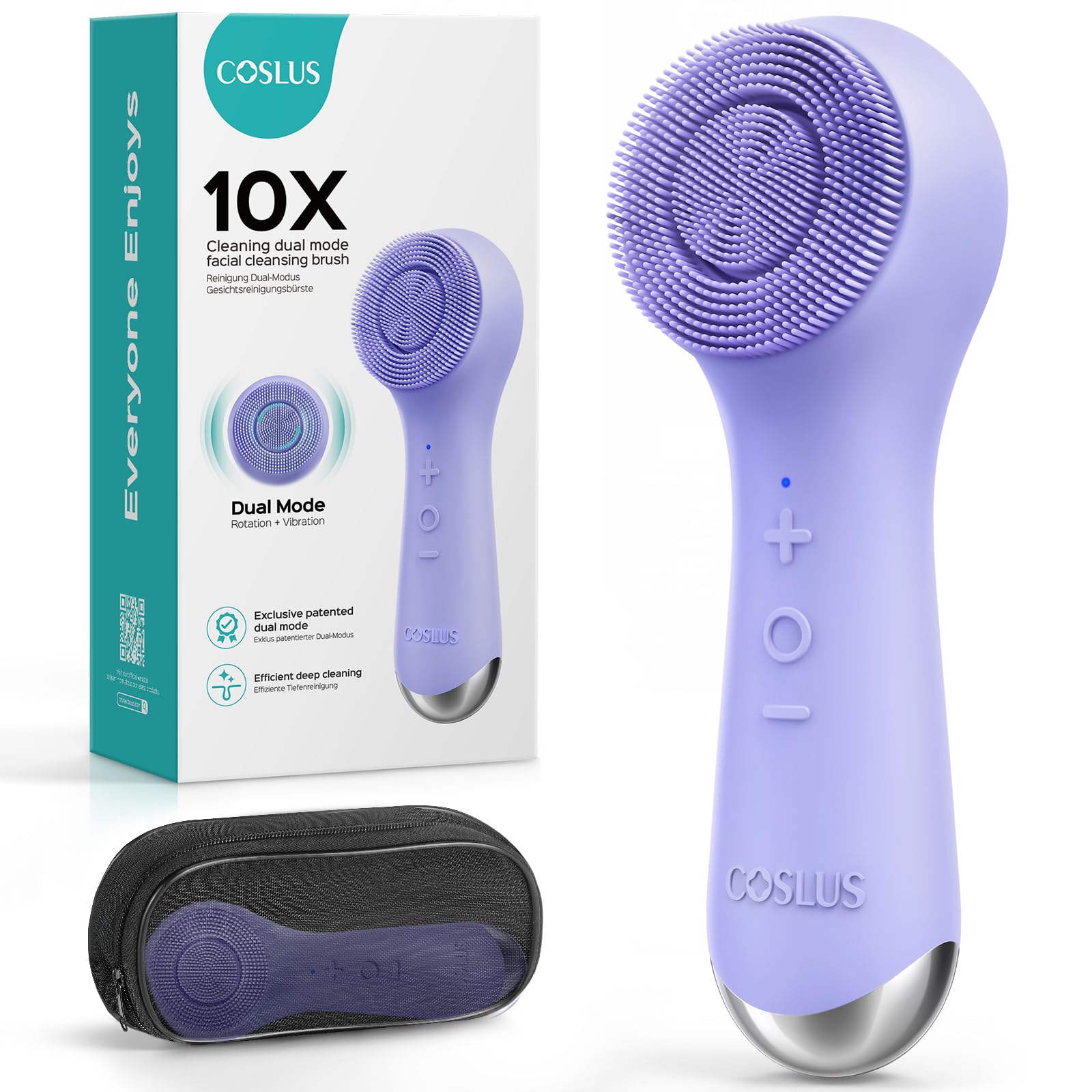 COSLUS Face Scrubber 2-in-1 tech close-up for deeper cleansing and pores