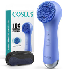 COSLUS Face Scrubber 2-in-1 technology delivers deeper cleansing and gentle exfoliation.