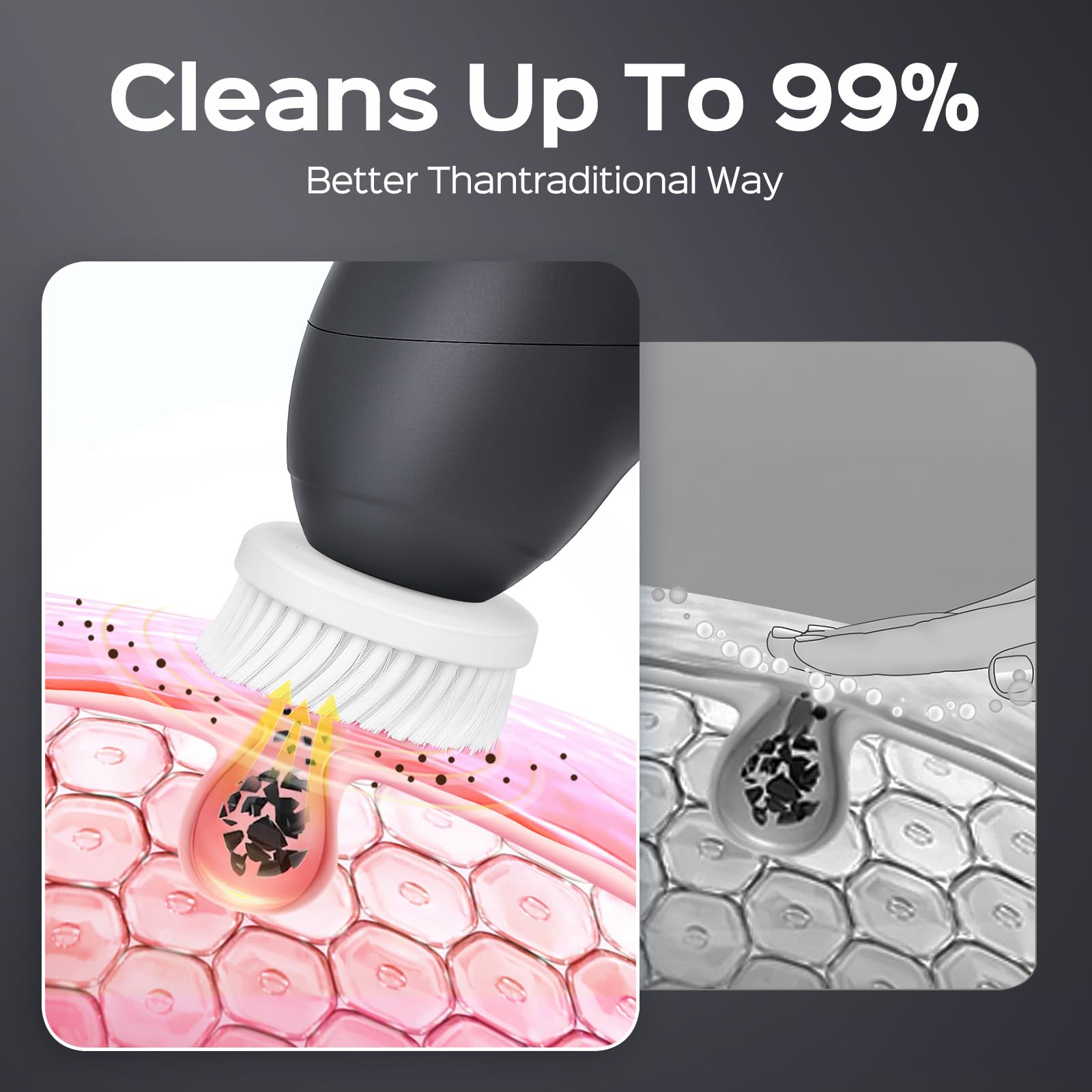 COSLUS Face Scrubber 360-rotation delivers thorough coverage for quick daily cleansing.