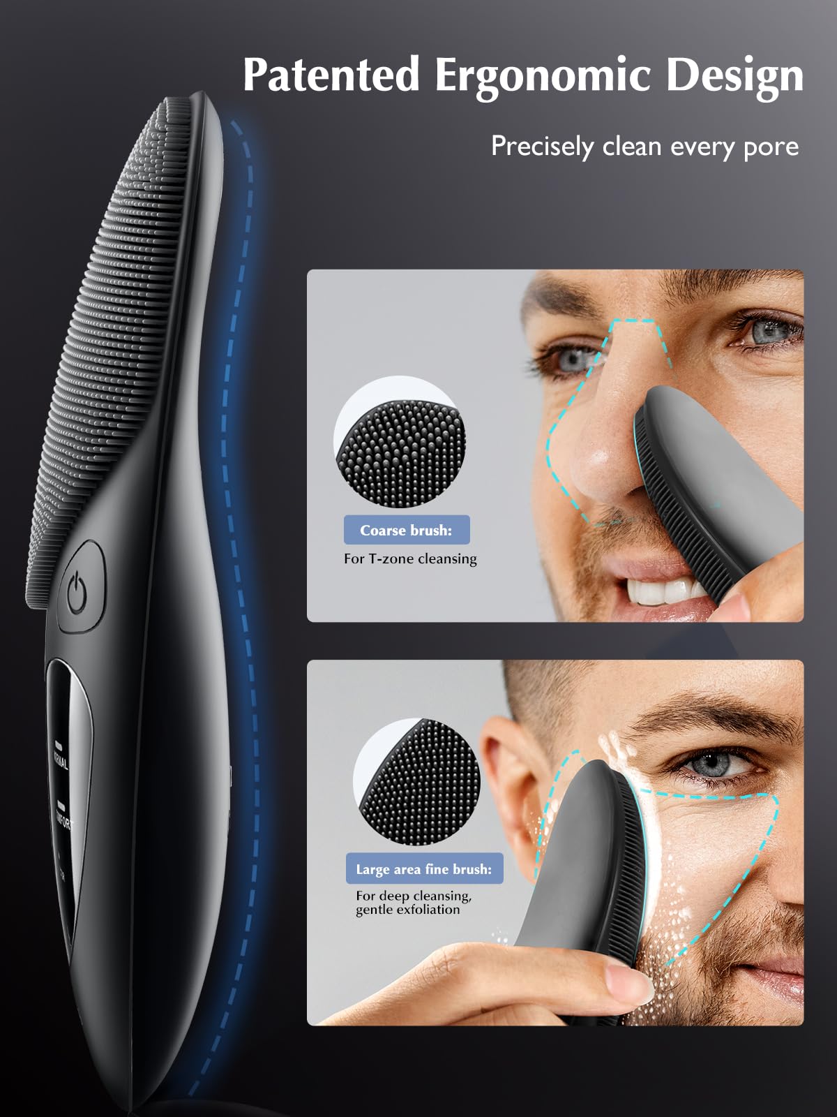 COSLUS face scrubber hands with device illustrates portable skincare on the go