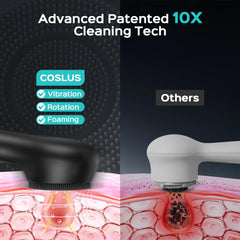 COSLUS Face Scrubber IPX7 waterproof design for safe shower use.
