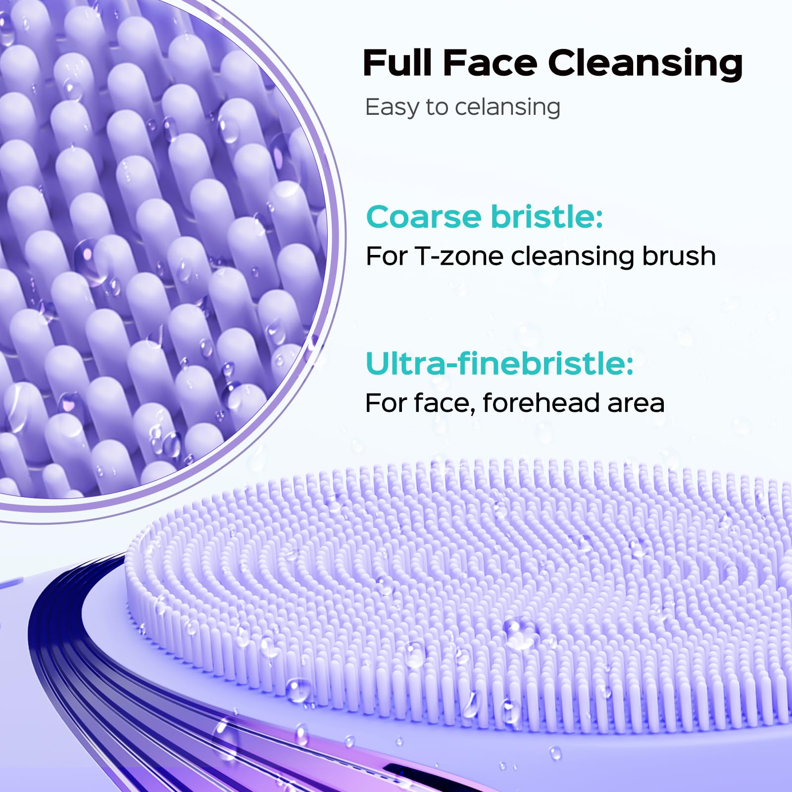 COSLUS brush nose area closeup highlights full-face cleansing reach