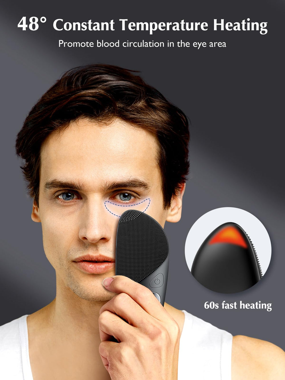 COSLUS face scrubber in shower image highlights waterproof design for all-routine cleansing
