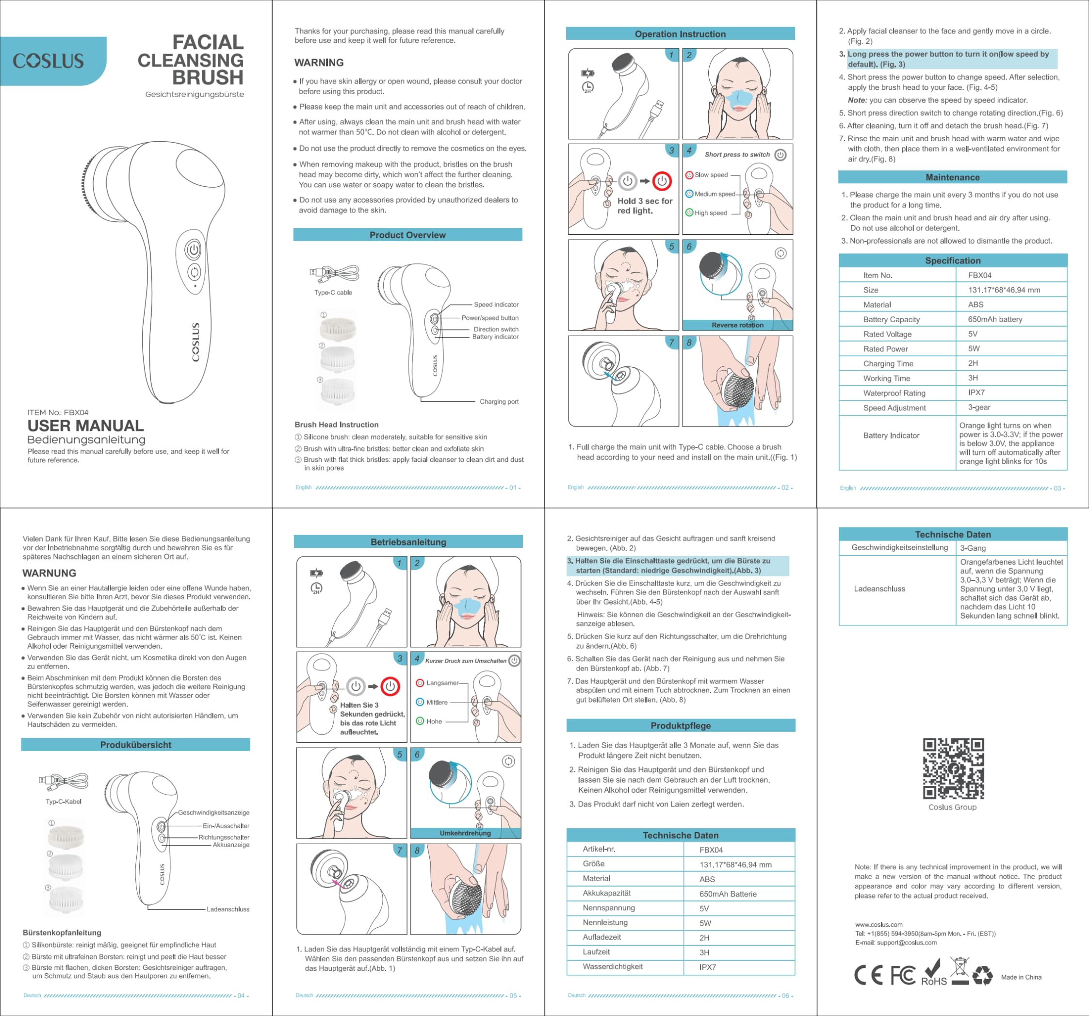 COSLUS packaging image highlighting replaceable brush heads and eco thinking