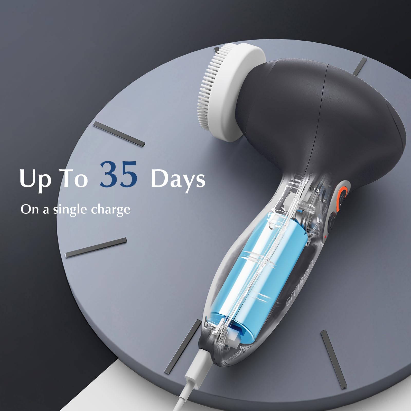 COSLUS brush with three-speed controls for customized cleansing