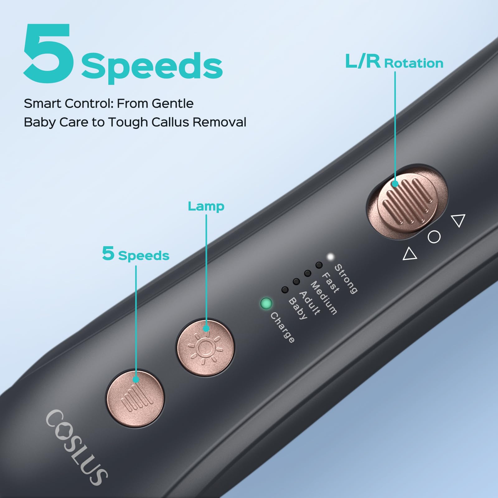 COSLUS LED light helps precise filing during nail care session