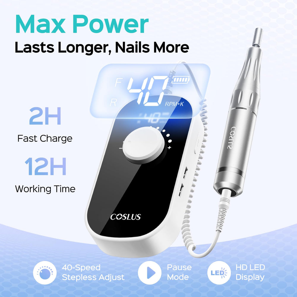 COSLUS nail drill back clip enables hands-free mobility.