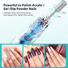 COSLUS nail drill bits and sanding bands setup for varied nail prep tasks.