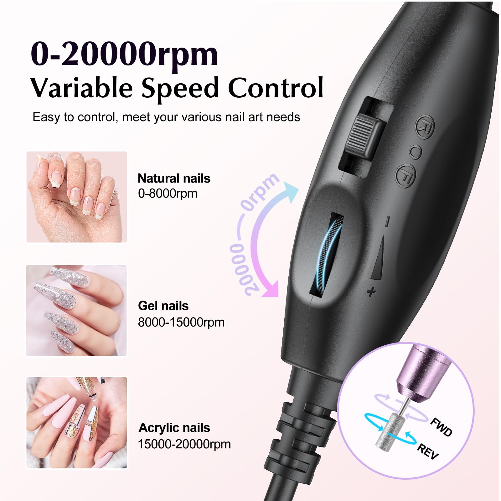 COSLUS drill cord 6.5ft length image emphasizes flexible reach during use.