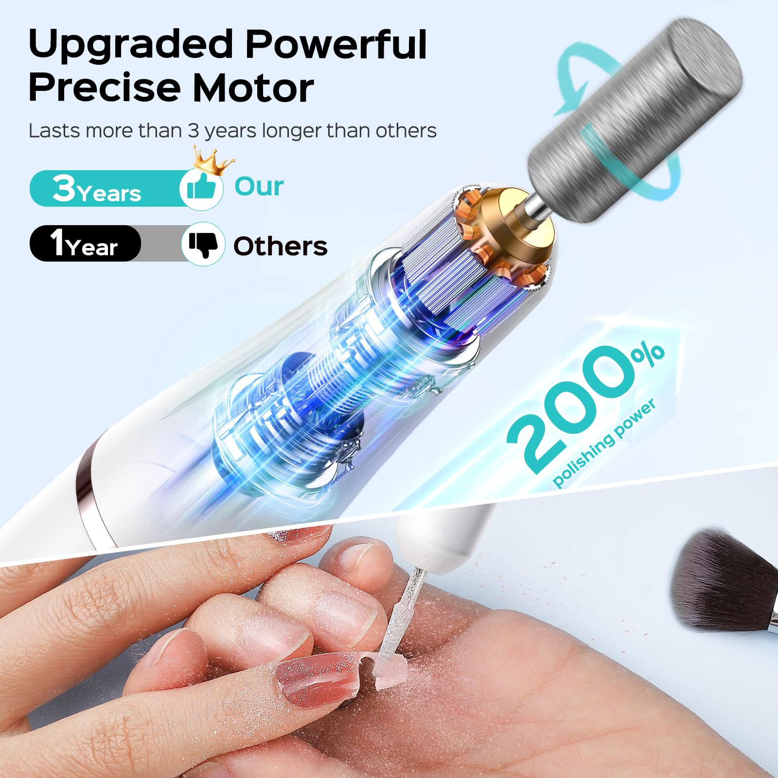 COSLUS low-noise, low-heat nail drill ensures comfortable at-home sessions