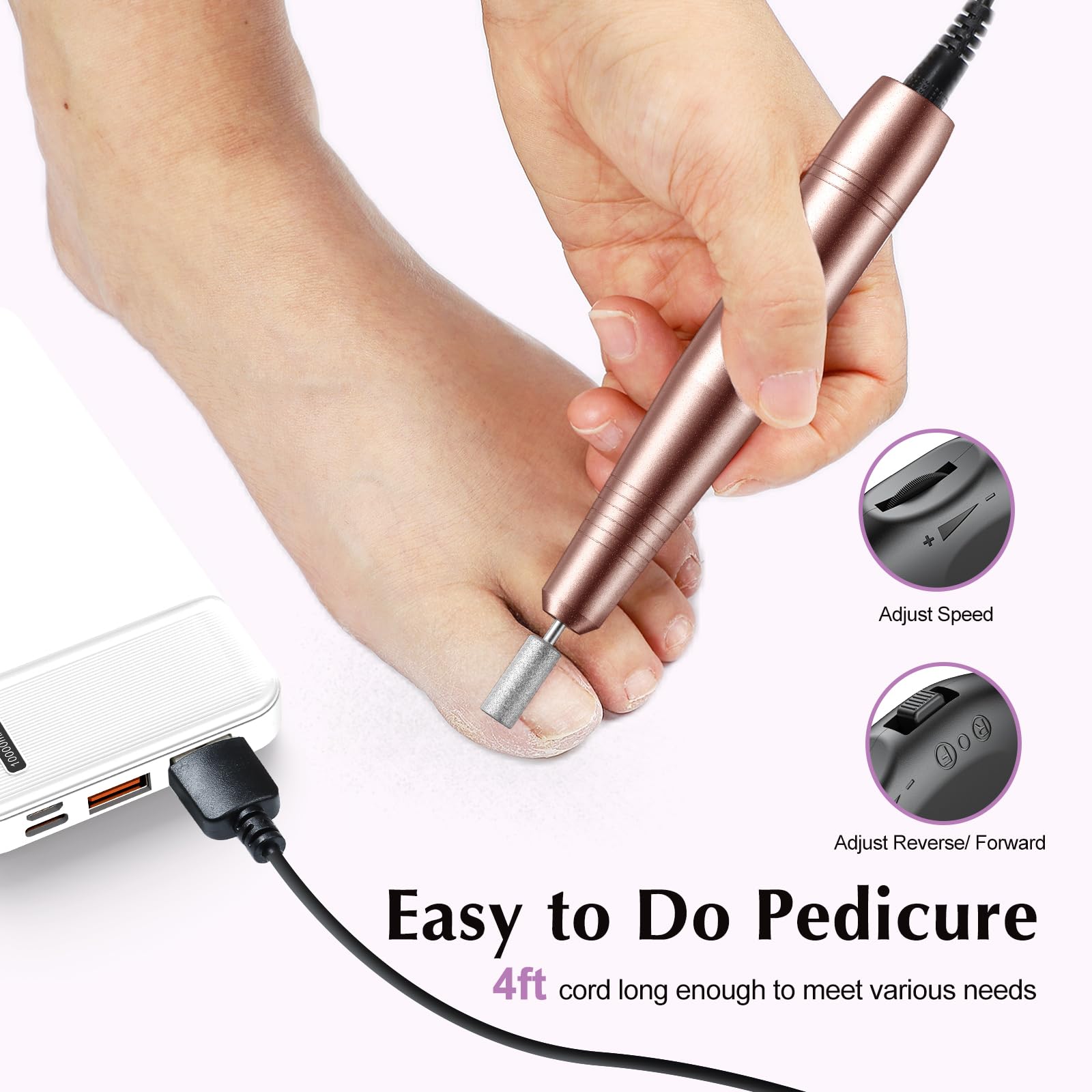 COSLUS portable nail drill kit fits small spaces for travel-friendly grooming.