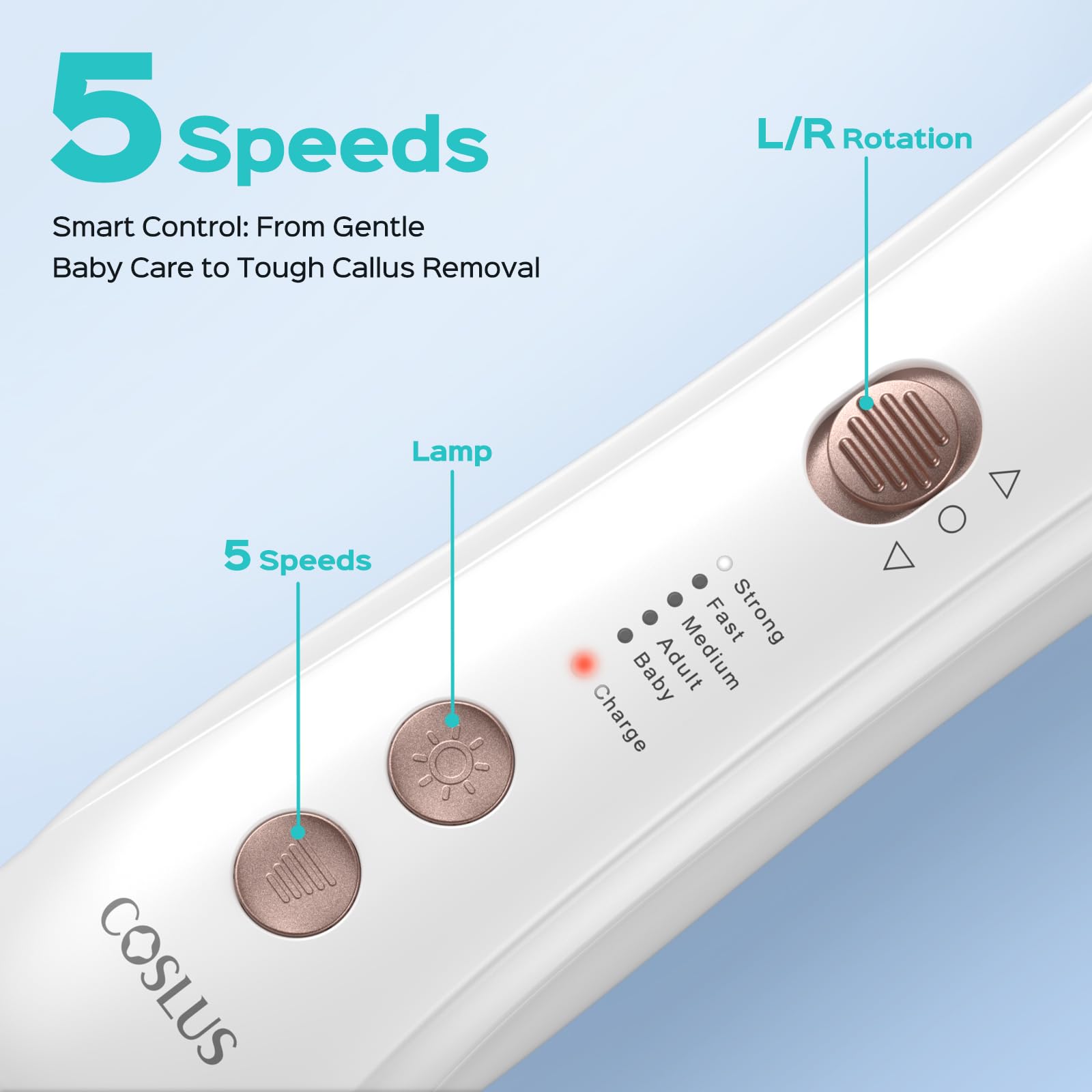 COSLUS rechargeable nail file charging illustrating cordless convenience