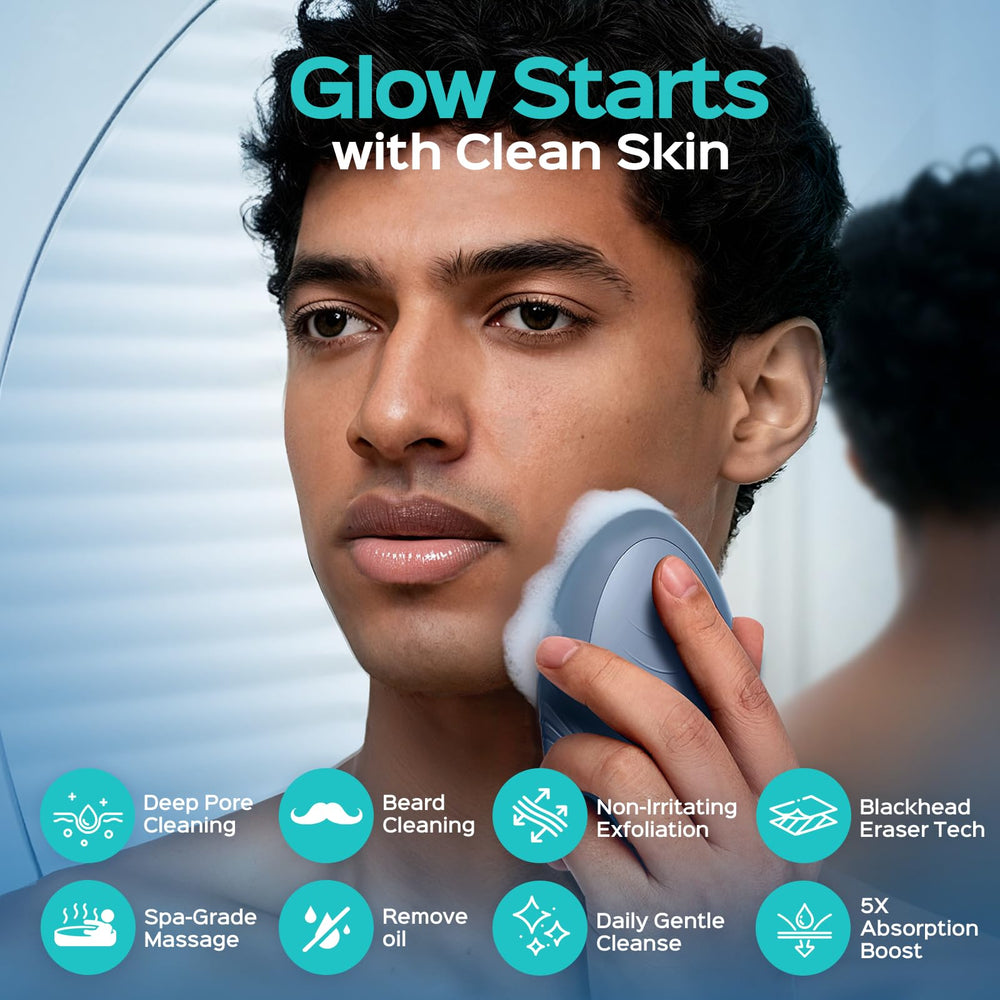 COSLUS silicone bristles top provide gentle, thorough cleansing around nose and T-zone.