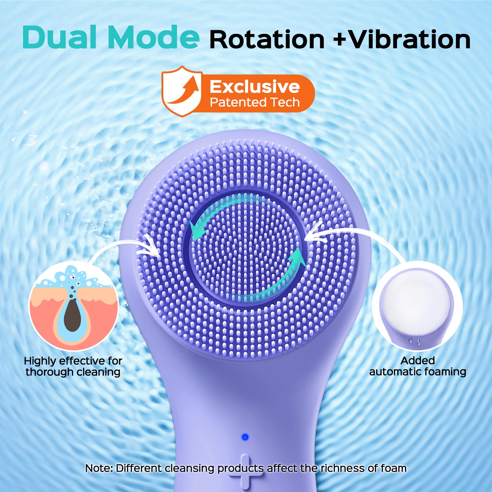 COSLUS silicone exfoliator in action during morning cleansing routine