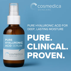 Cosmedica Hyaluronic Acid Serum dropper pouring for skin hydration
