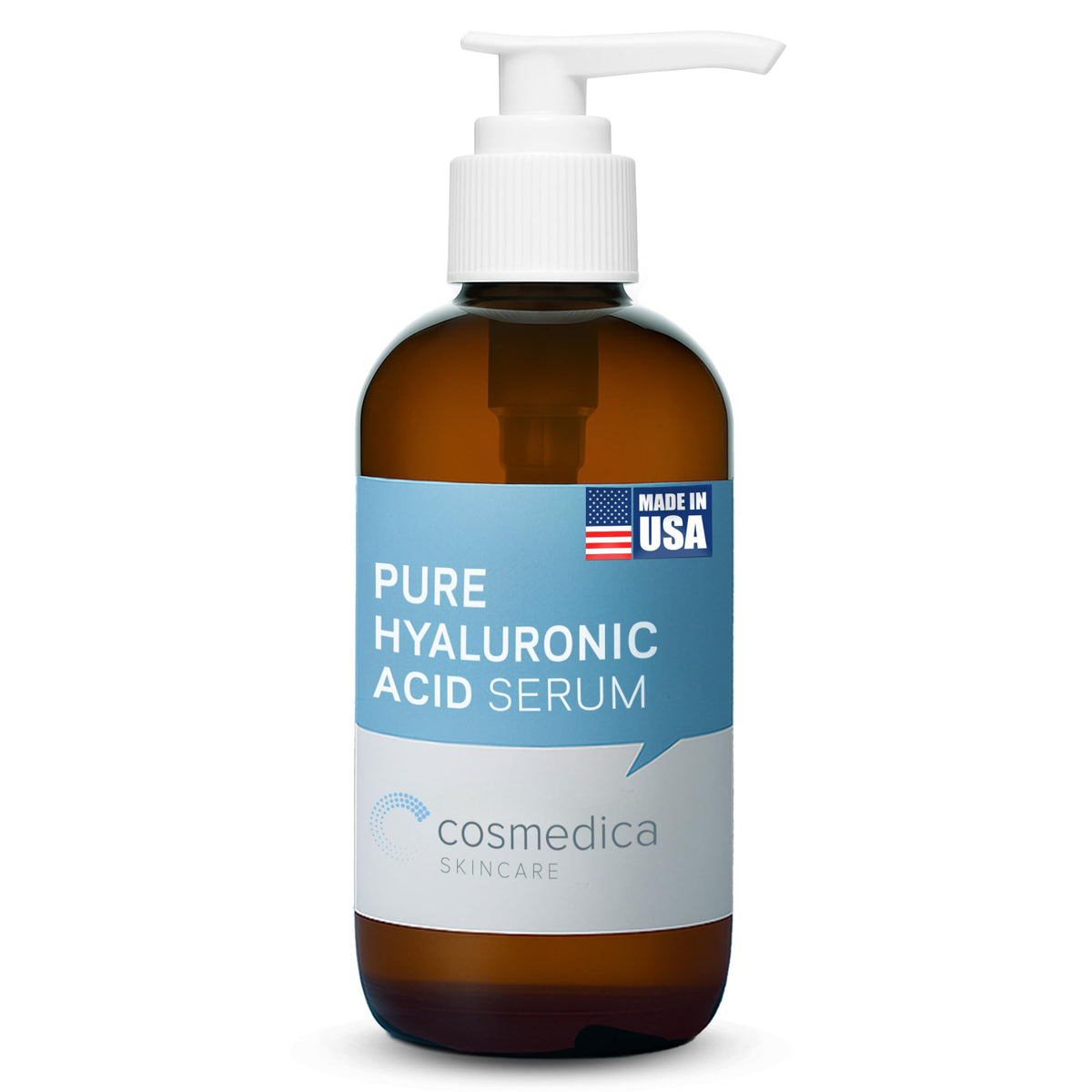 Cosmedica Skincare Hyaluronic Acid Serum bottle for intense hydration and non-greasy feel