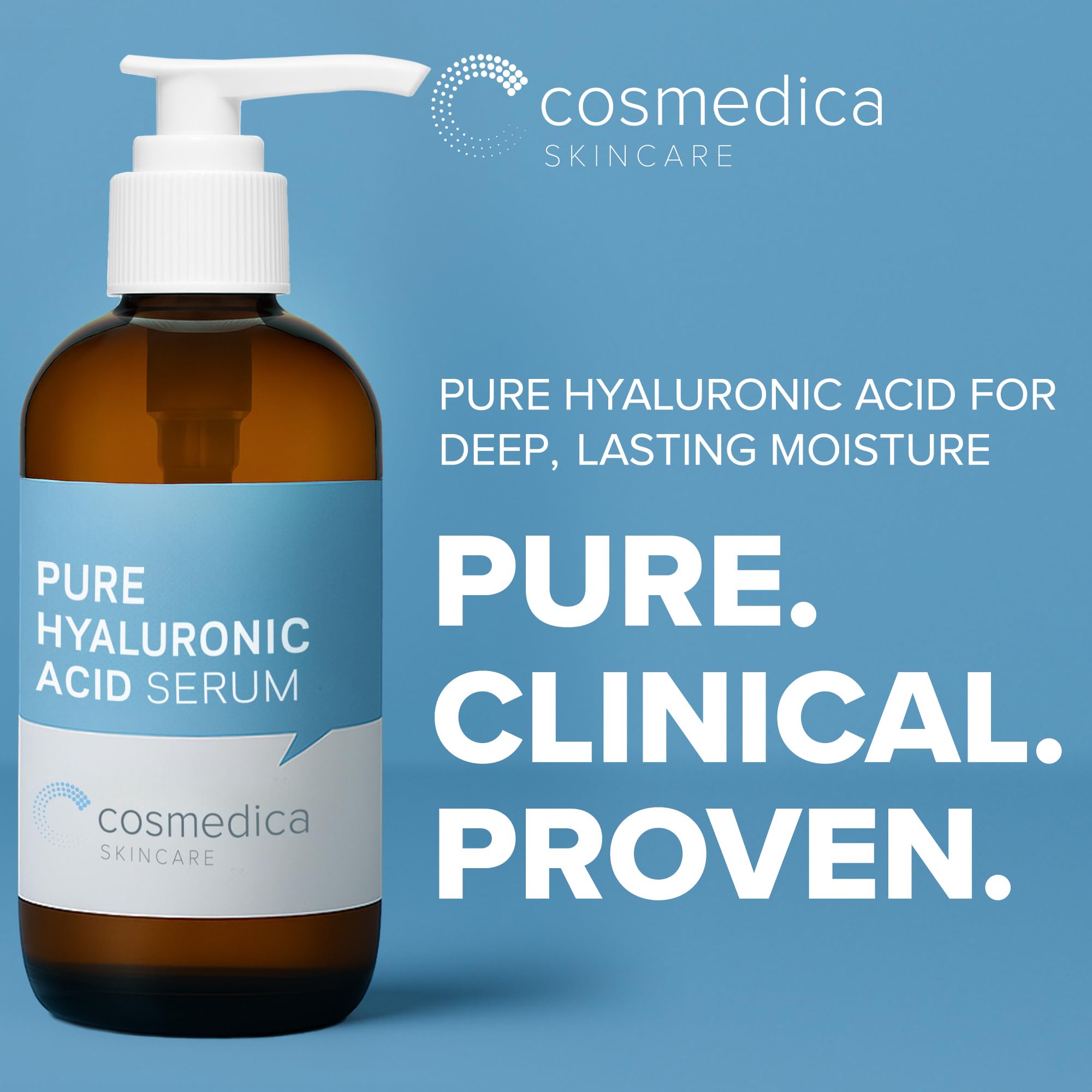Cosmedica Skincare Hyaluronic Acid Serum dropper dispenses pure hydration for daily use