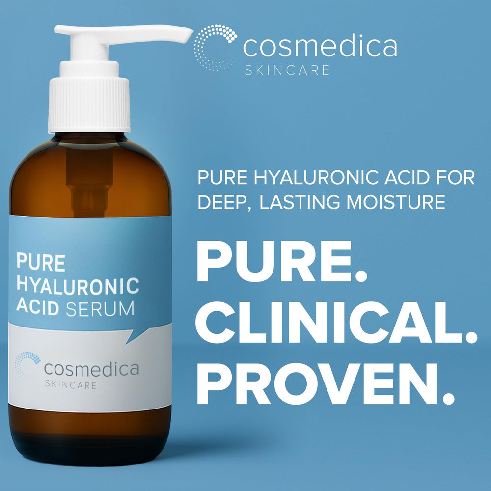 Cosmedica Skincare Hyaluronic Acid Serum dropper dispenses pure hydration for daily use