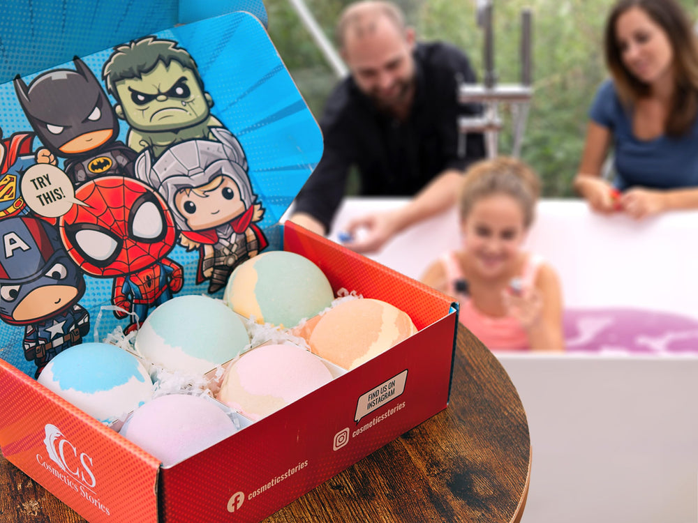 Cosmetics Stories superhero gift idea for kids makes bath time feel like a celebration.