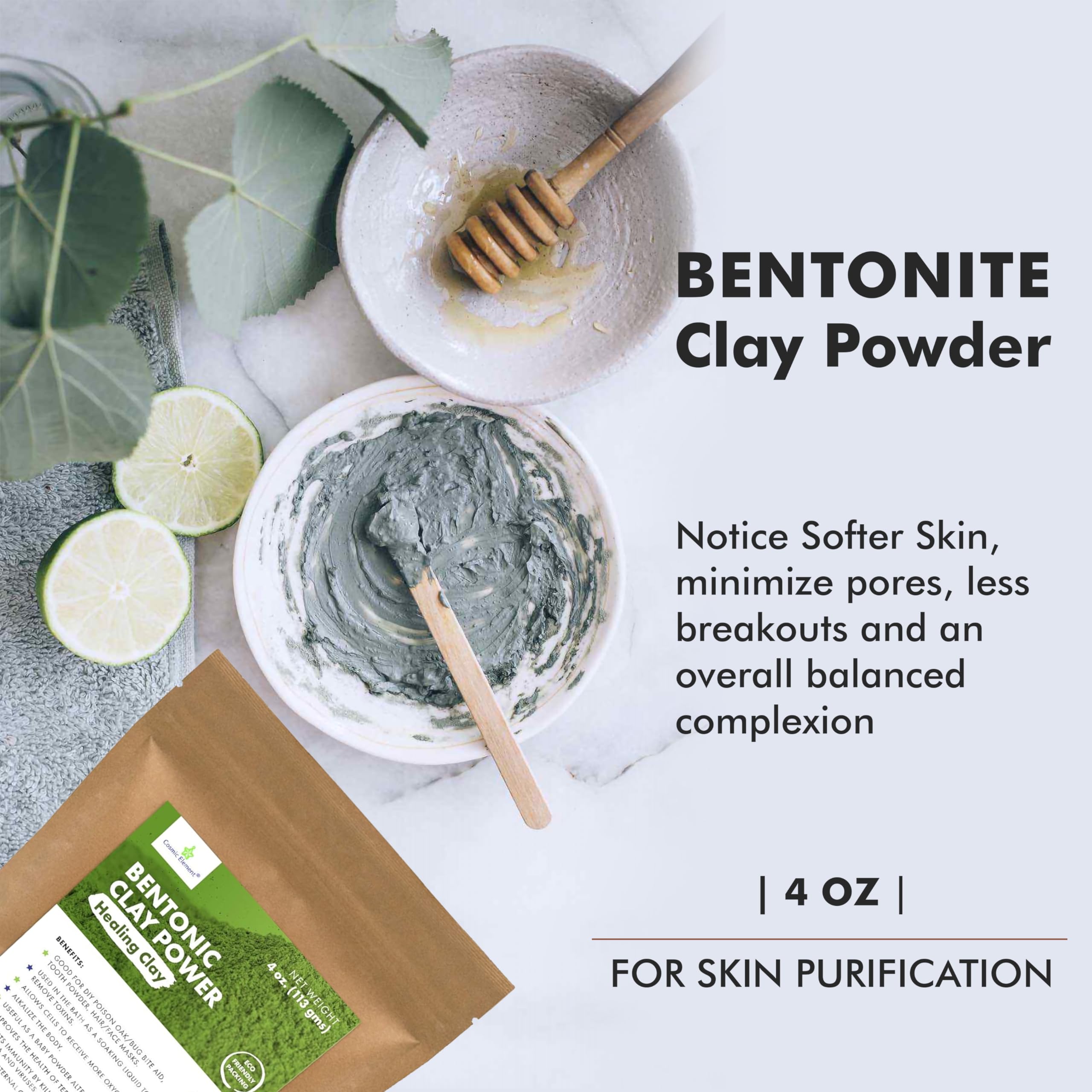 Cosmic Element clay powder texture detail for quick pore cleansing prep.