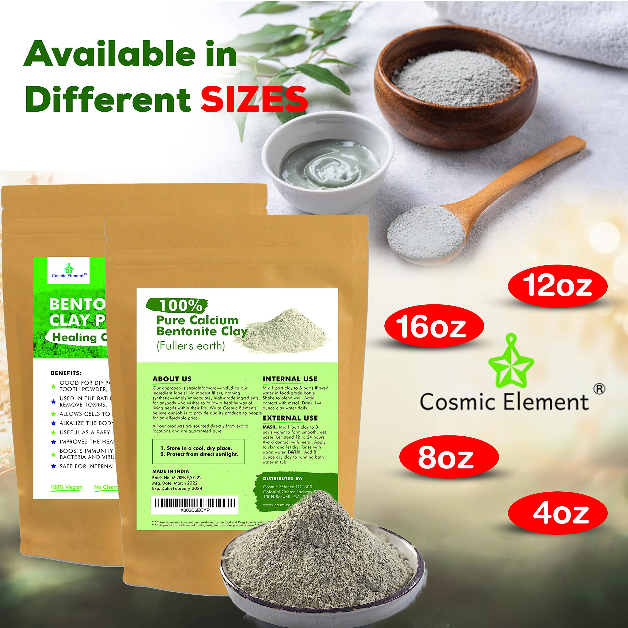 Cosmic Element skincare routine with clay mask and soft towel setup.